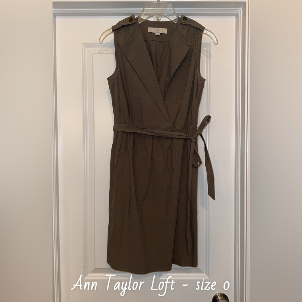 LOFT Elegant Olive Green Sleeveless Dress